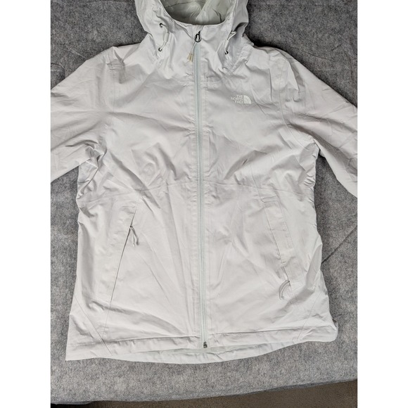 The North Face DryVent Rain Jacket Womens Light Gray Full Zip Hooded Shell LG - Picture 10 of 13